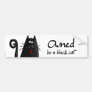 owned black cat bumper sticker