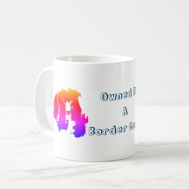 Owned By A Border Collie Funny Dog Coffee Mug (Front Left)