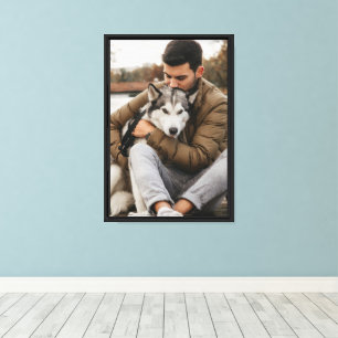 Owner And Dog Pet Photo Keepsake Canvas Print