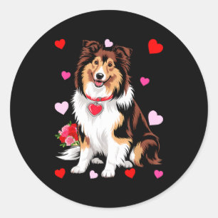 Owner Mom Dad Sheltie Dog Lover Valentines Day Classic Round Sticker