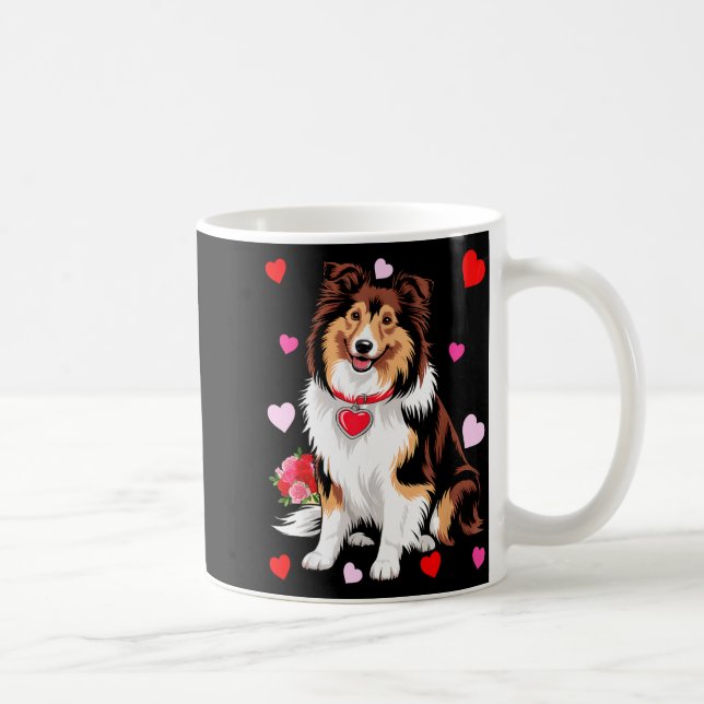 Owner Mom Dad Sheltie Dog Lover Valentines Day  Coffee Mug (Right)