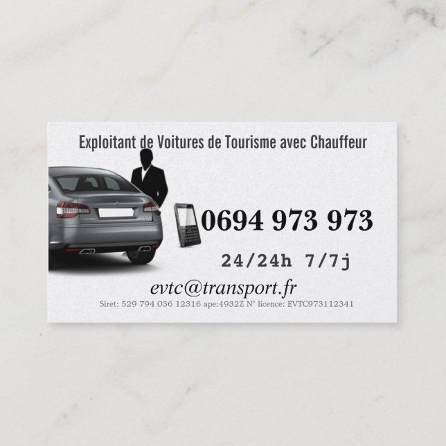 Owner of Cars of Transport with Driver Business Card (Back)
