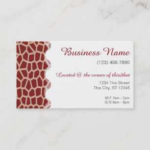 Owner or Employee II/ U pick Colour/ Giraffe Print Business Card