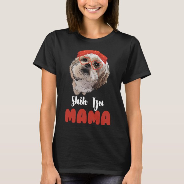 Owner Shih Tzu Dog Breed Woman Cute Hairknot T-Shirt (Front)
