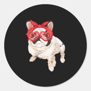 Owner Sungles Bandanna Fun French Bulldog Frenchie Classic Round Sticker