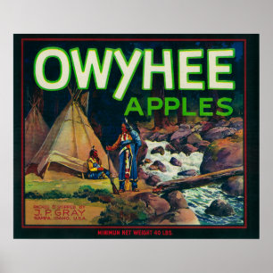 Owyhee Apple Crate LabelNampa, ID Poster