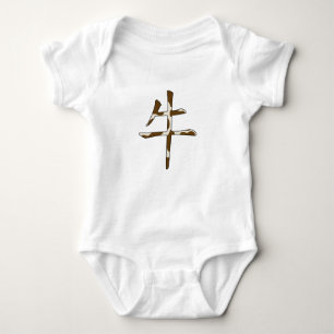 "Ox" Zodiac Chinese Character with Animal Print Baby Bodysuit