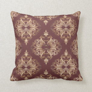 Oxblood and Copper Deluxe Damask Cushion