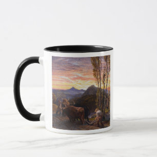 Oxen Ploughing at Sunset (w/c on paper) Mug