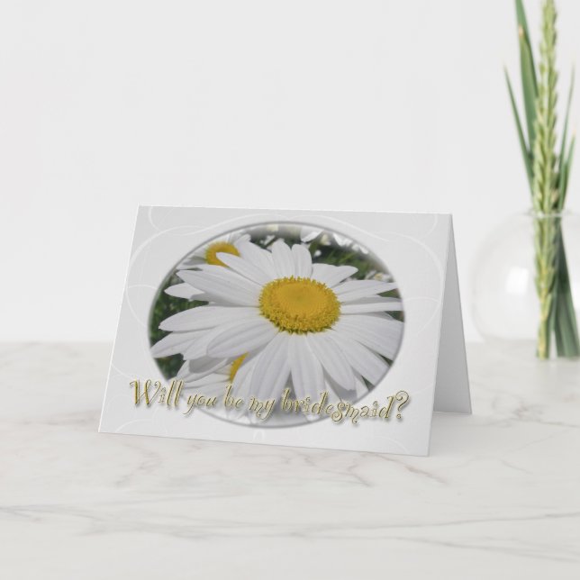Oxeye Daisy Floral Bridesmaid Request Invitation (Front)
