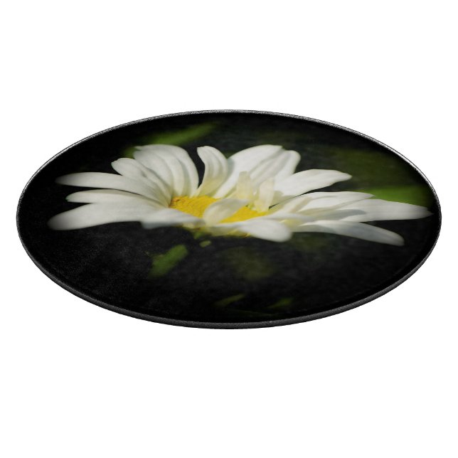 Oxeye Daisy Round Glass Cutting Board (Corner)