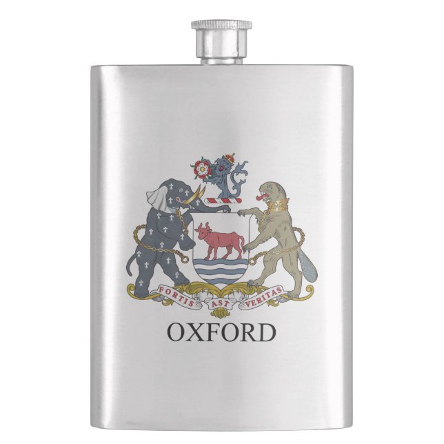 Oxford coat of arms hip flask (Front)