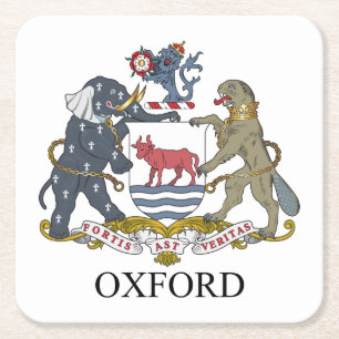 Oxford coat of arms square paper coaster