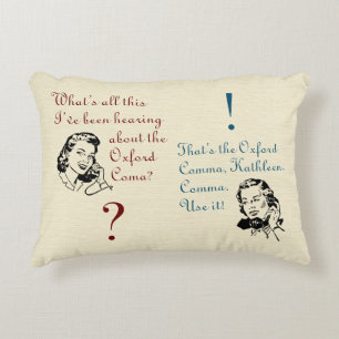 Oxford Comma Not Coma with Retro Ladies Decorative Cushion