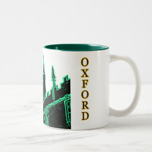 Oxford England 1986 Building Spirals Green Two-Tone Coffee Mug
