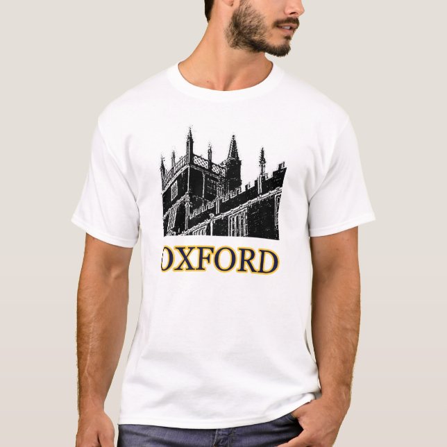 Oxford England Building Spirals Black jGibney T-Shirt (Front)