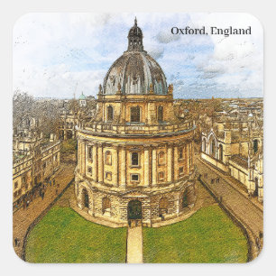 Oxford England Castle Panorama View  Square Sticker