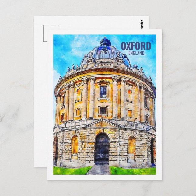 Oxford England Famous Travel Place Watercolor Postcard (Front/Back)