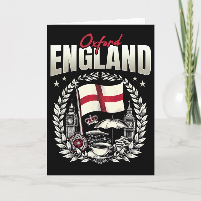 Oxford England Flag Souvenir Oxford Vacation  Card (Front)