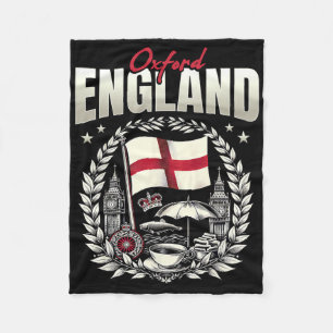 Oxford England Flag Souvenir Oxford Vacation  Fleece Blanket