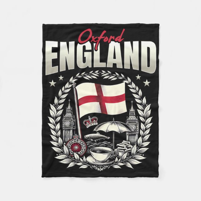 Oxford England Flag Souvenir Oxford Vacation  Fleece Blanket (Front)