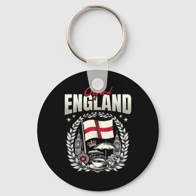 Oxford England Flag Souvenir Oxford Vacation  Key Ring (Front)