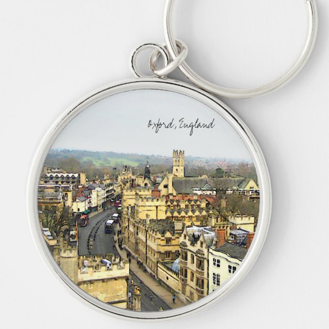 Oxford, England, High St View Key Ring (Front)