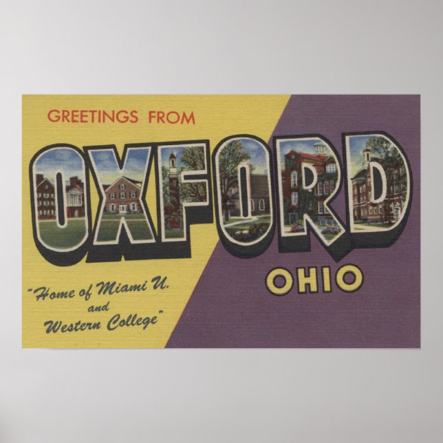 Oxford, Ohio - Miami U & Western College Poster (Front)