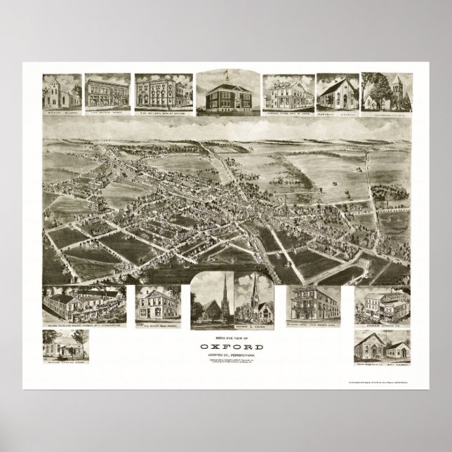 Oxford, PA Panoramic Map - 1907 Poster (Front)