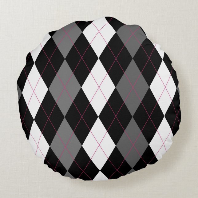 Oxford Tales A Deux Argyle Round Pillow (Back)