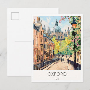 Oxford United Kingdom Art Illustration Travel Postcard