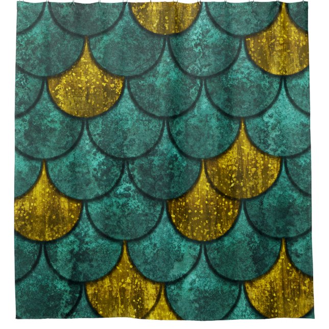 Oxide Metallic: Fish Scales Texture Shower Curtain (Front)