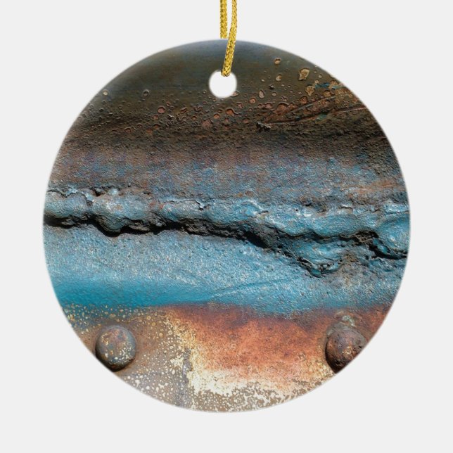 Oxidised Metal Ceramic Ornament (Front)