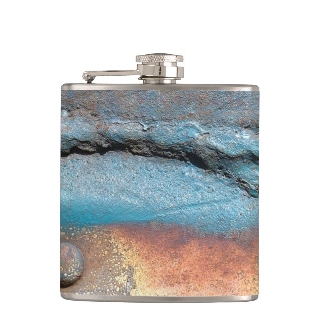 Oxidised Metal Hip Flask (Front)