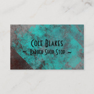 Oxidised Turquoise on Metal Barber Shop Card