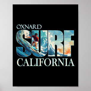 Oxnard California Beach Surfing Poster
