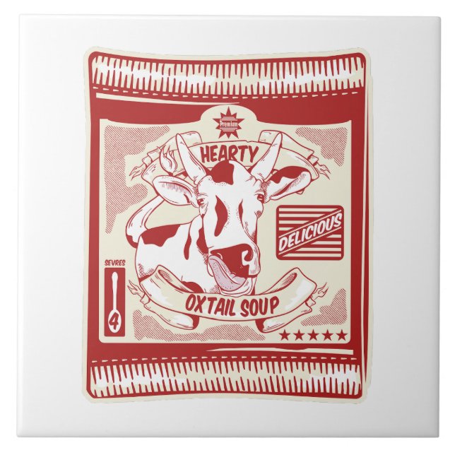 Oxtail soup pop art ceramic tile (Front)
