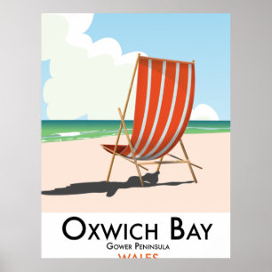 Oxwich Bay Gower Peninsula vintage travel poster. Poster