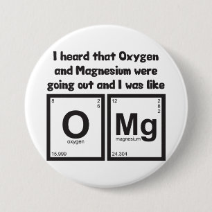 Oxygen And Magnesium OMG 7.5 Cm Round Badge