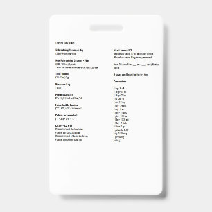 Oxygen Flow Rate and Conversion Tags ID Badge