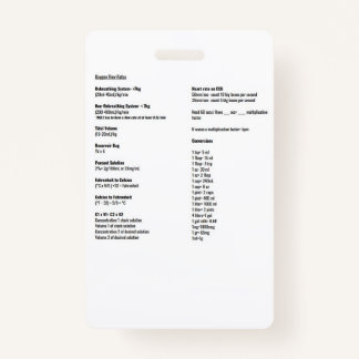 Oxygen Flow Rate and Conversion Tags ID Badge