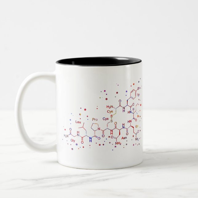 Oxytocin molecule ,molecules of love Two-Tone coffee mug (Left)