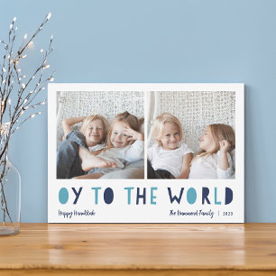 Oy to the World   2 Photo Hanukkah Holiday Card