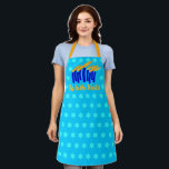 Oy to the World Apron<br><div class="desc">Stylised menorah and an all-over pattern of Stars of David.</div>