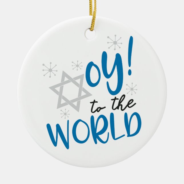 Oy to the World Ceramic Tree Decoration (Front)