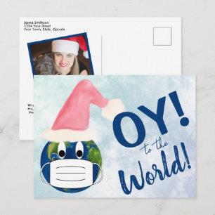 OY to the World Funny Face Mask Pandemic Holiday Postcard