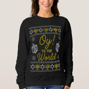 Oy To The World Funny Hanukkah Sweater Style Jewis