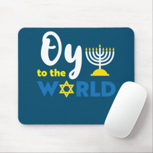 Oy To The World, Funny Happy Hanukkah Mouse Pad