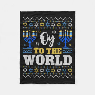 Oy To The World Hanukkah Humor For Families And Fr Fleece Blanket