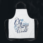Oy to the World Hanukkah Jewish Funny  Apron<br><div class="desc">Jewish holiday humour,  Hanukkah 2025,  menorah celebration,  oy vey joke,  Hanukkah pun,  Jewish Christmas parody,  holiday season Jewish humour,  festive Jewish saying,  menorah tee</div>